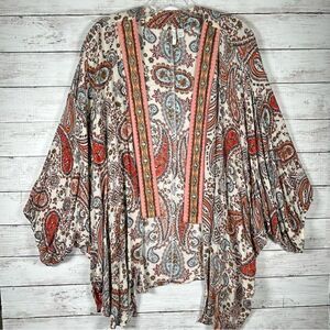 Cato Kimono Bohemian Embellished Trim Paisley Dolman Open Front Jacket 22/24 3x